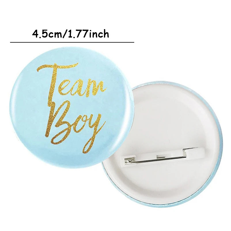 Lot de 10 Badges Team Boy & Team Girl – Accessoires Gender Reveal & Baby Shower
