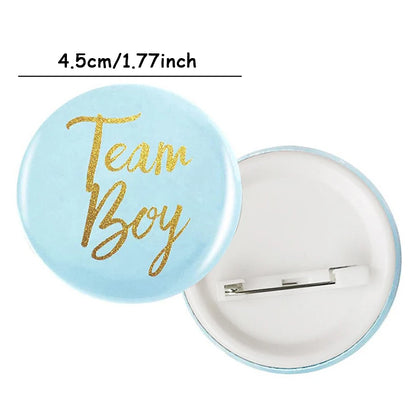 Lot de 10 Badges Team Boy & Team Girl – Accessoires Gender Reveal & Baby Shower