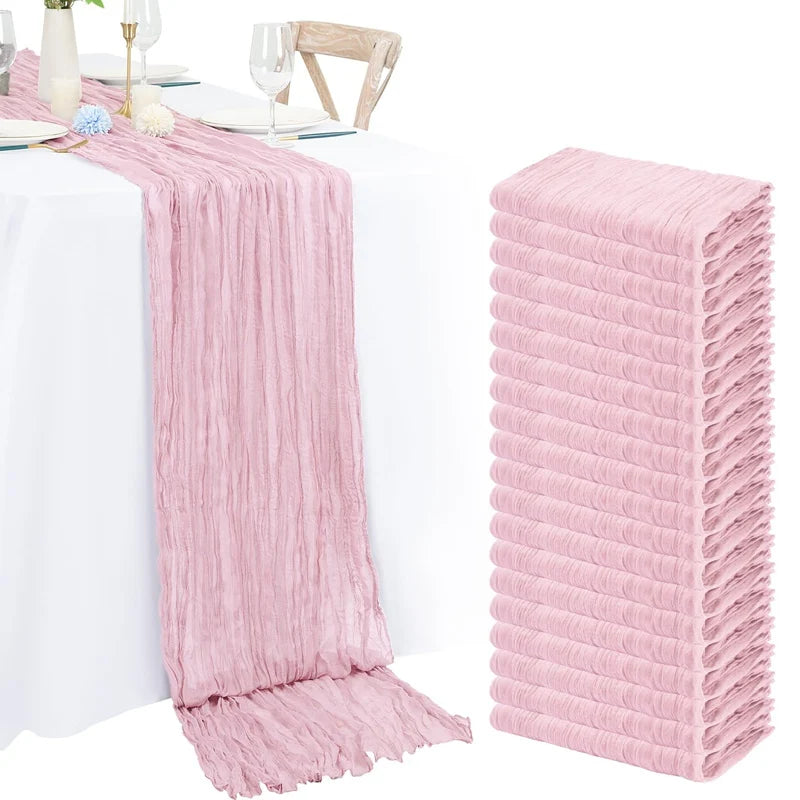 Chemin de Table en Gaze Style Champêtre – Décoration Mariage, Baptême & Anniversaire