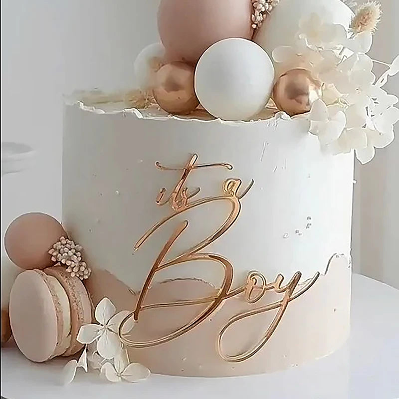 Cake Topper Acrylique Baby Shower – Décoration de Gâteau Naissance, Gender Reveal & Baptême