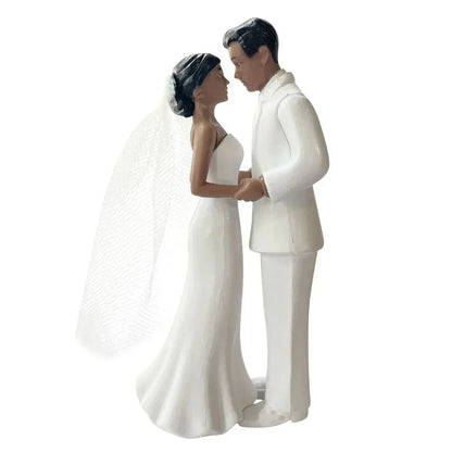Figurine de Mariage pour Gâteau – Couple de Mariés Élégant Blanc & Noir | Décoration Wedding Cake