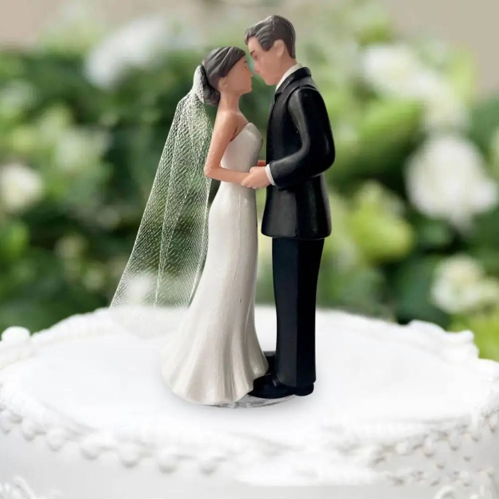 Figurine de Mariage pour Gâteau – Couple de Mariés Élégant Blanc & Noir | Décoration Wedding Cake