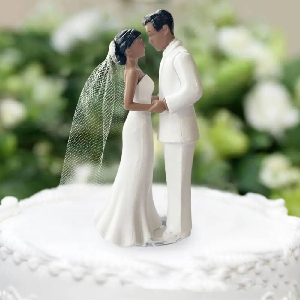 Figurine de Mariage pour Gâteau – Couple de Mariés Élégant Blanc & Noir | Décoration Wedding Cake