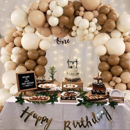 Kit Arche de Ballons Beige & Marron – Décoration Baby Shower, Anniversaire, Baptême