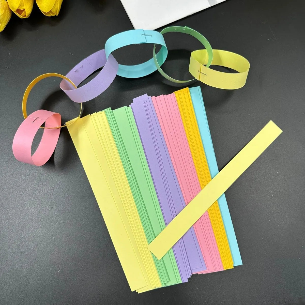 Lot de 100 Bandes en Papier pour Guirlande DIY – Décoration Anniversaire, Mariage & Fête