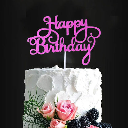 Cake Topper “Happy Birthday” Pailleté – Décoration de Gâteau d’Anniversaire