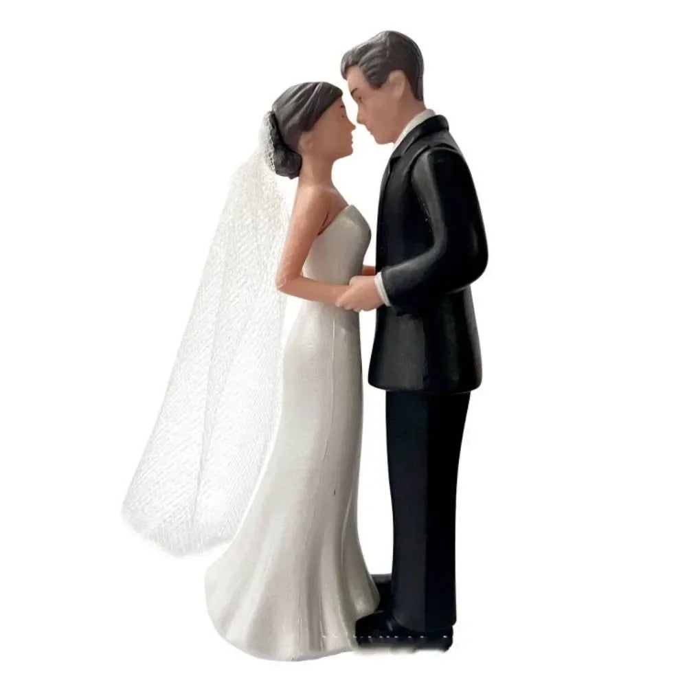 Figurine de Mariage pour Gâteau – Couple de Mariés Élégant Blanc & Noir | Décoration Wedding Cake