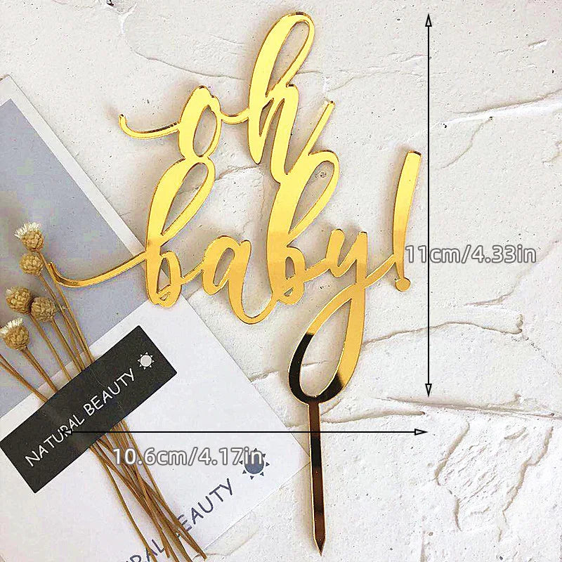 Cake Topper Acrylique Baby Shower – Décoration de Gâteau Naissance, Gender Reveal & Baptême