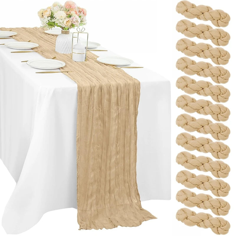 Chemin de Table en Gaze Style Champêtre – Décoration Mariage, Baptême & Anniversaire