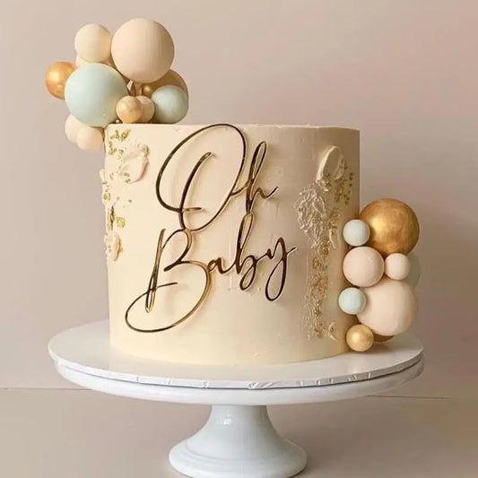 Cake Topper Acrylique Baby Shower – Décoration de Gâteau Naissance, Gender Reveal & Baptême