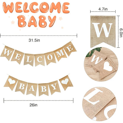 Bannière “Welcome Baby” en Toile de Jute – Décoration Baby Shower & Naissance