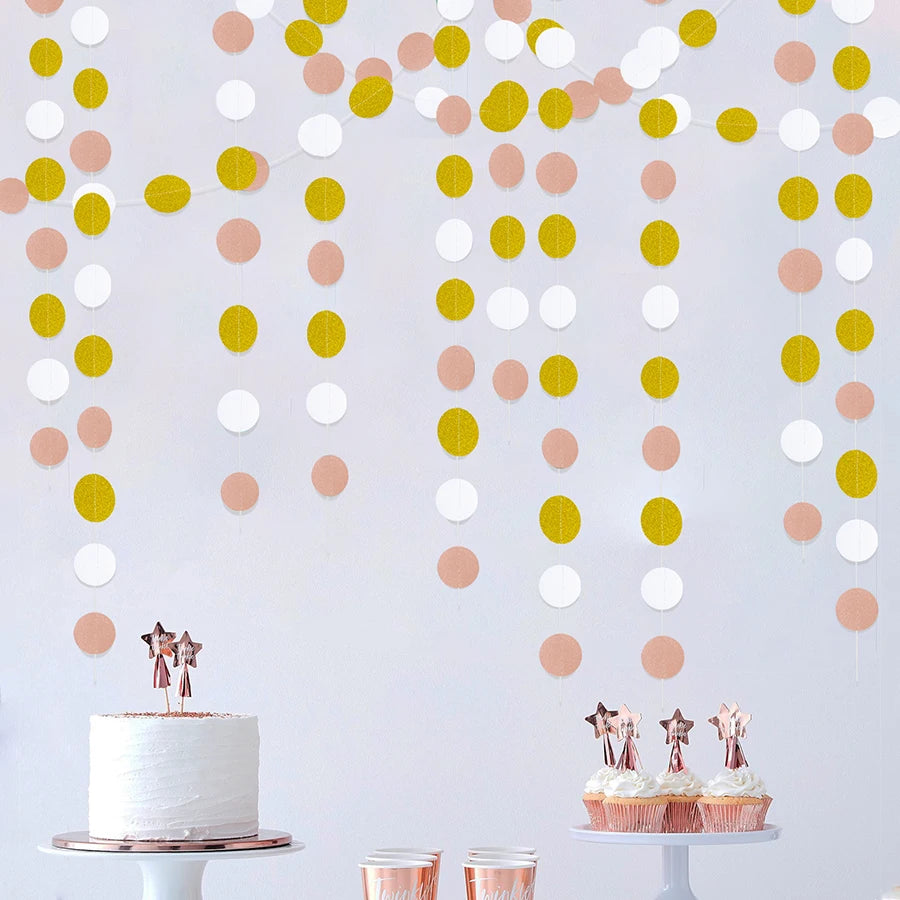 Kit Décoration Anniversaire Rose & Or – Bannière Happy Birthday et Guirlande de Confettis
