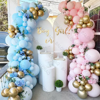 Kit Arche de Ballons Baby Shower Bleu & Rose – 112 Pièces – Gender Reveal & Anniversaire