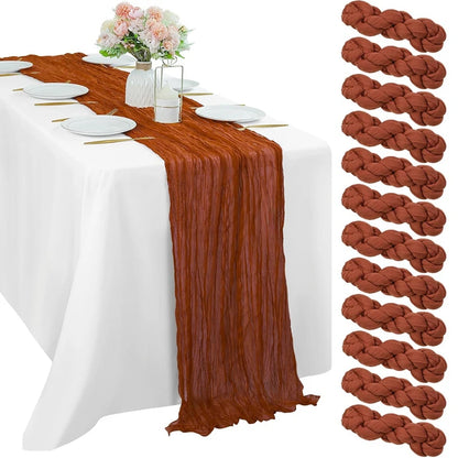 Chemin de Table en Gaze Style Champêtre – Décoration Mariage, Baptême & Anniversaire