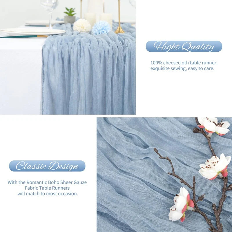 Chemin de Table en Gaze Style Champêtre – Décoration Mariage, Baptême & Anniversaire
