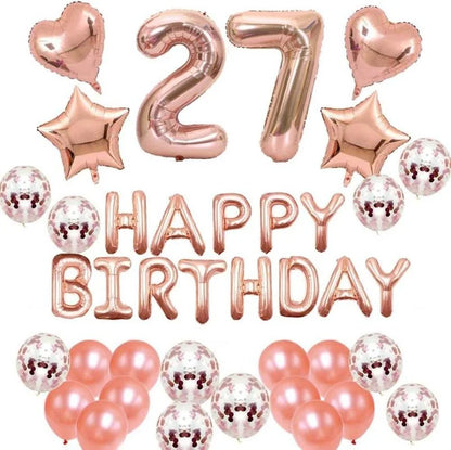 Kit Décoration Anniversaire 27 Ans Rose Gold – Ballons, Bannière & Chiffres 27