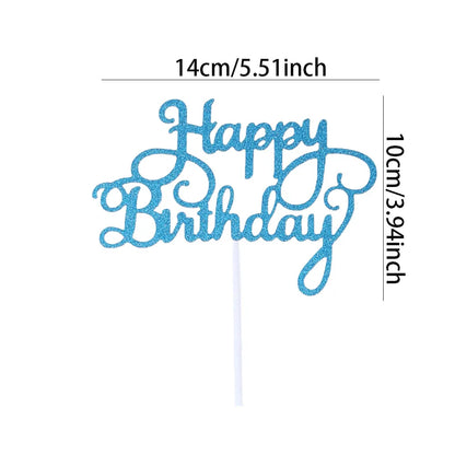 Cake Topper “Happy Birthday” Pailleté – Décoration de Gâteau d’Anniversaire