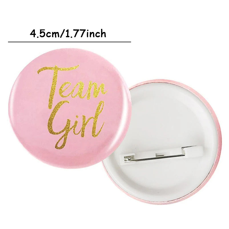 Lot de 10 Badges Team Boy & Team Girl – Accessoires Gender Reveal & Baby Shower