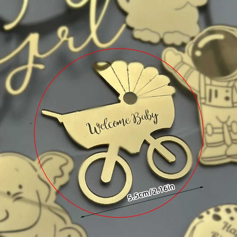 Cake Topper Acrylique Baby Shower – Décoration de Gâteau Naissance, Gender Reveal & Baptême