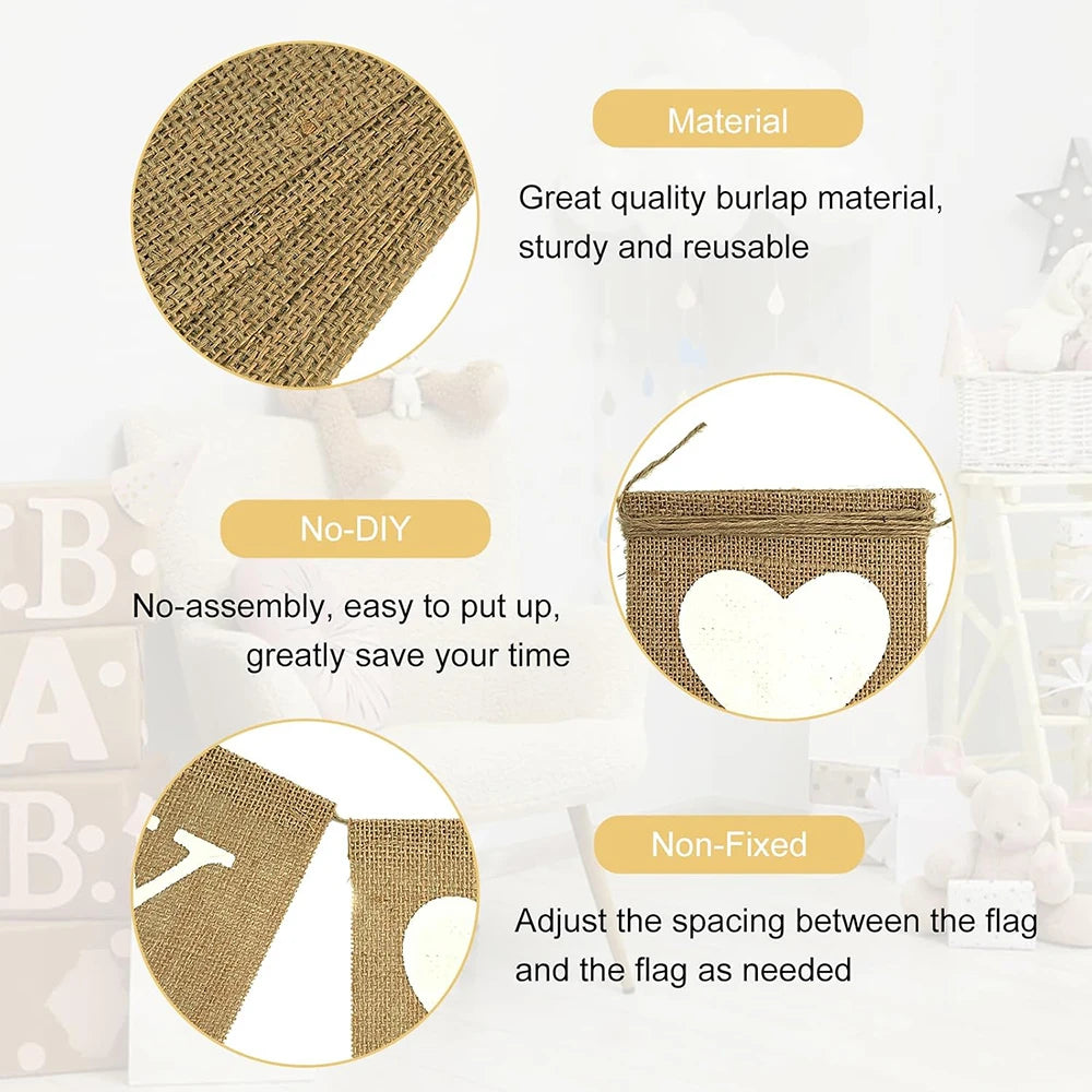 Bannière “Welcome Baby” en Toile de Jute – Décoration Baby Shower & Naissance
