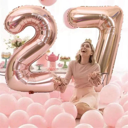 Kit Décoration Anniversaire 27 Ans Rose Gold – Ballons, Bannière & Chiffres 27