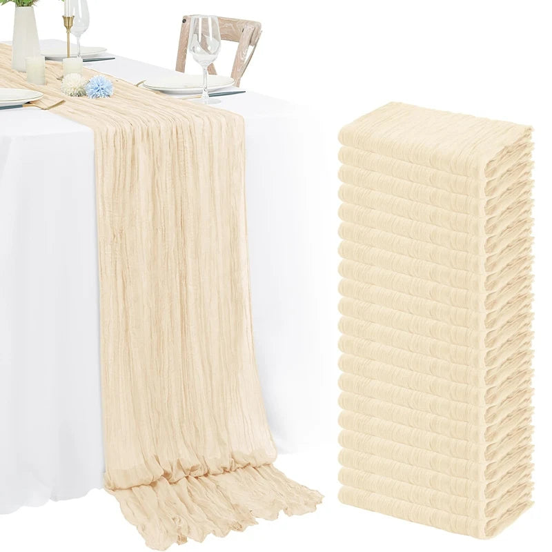 Chemin de Table en Gaze Style Champêtre – Décoration Mariage, Baptême & Anniversaire