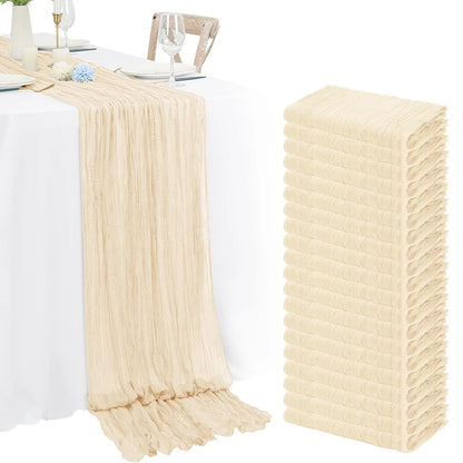 Chemin de Table en Gaze Style Champêtre – Décoration Mariage, Baptême & Anniversaire