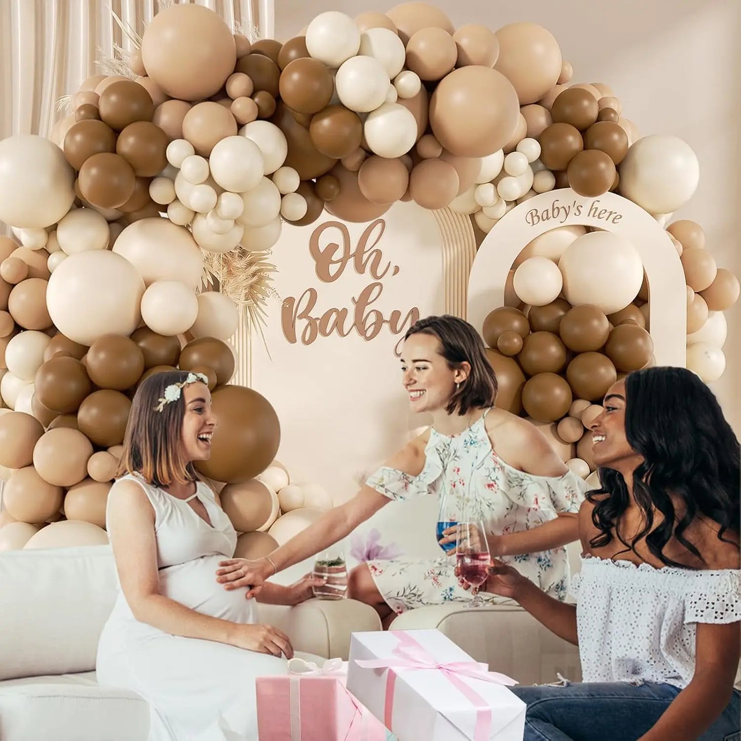 Kit Arche de Ballons Beige & Marron – Décoration Baby Shower, Anniversaire, Baptême