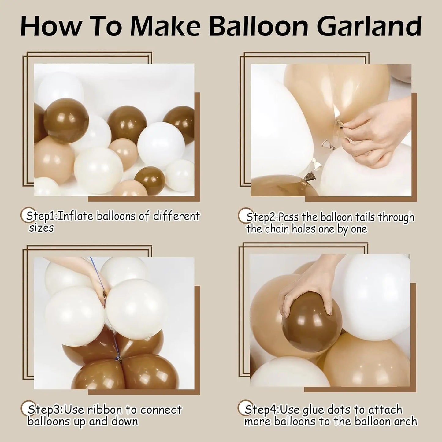 Kit Arche de Ballons Beige & Marron – Décoration Baby Shower, Anniversaire, Baptême