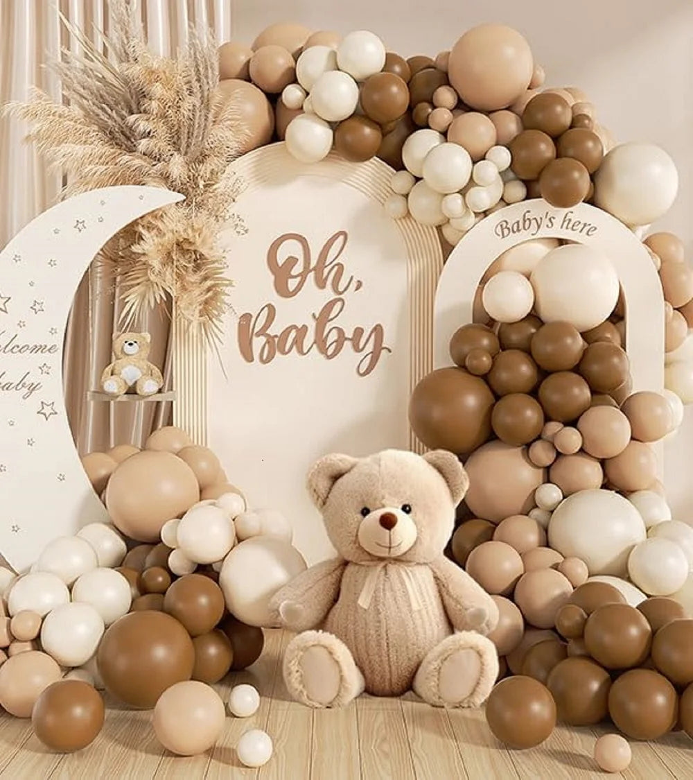 Kit Arche de Ballons Beige & Marron – Décoration Baby Shower, Anniversaire, Baptême