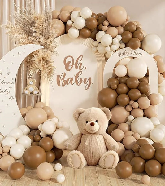 Kit Arche de Ballons Beige & Marron – Décoration Baby Shower, Anniversaire, Baptême