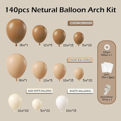 Kit Arche de Ballons Beige & Marron – Décoration Baby Shower, Anniversaire, Baptême