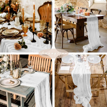 Chemin de Table en Gaze Style Champêtre – Décoration Mariage, Baptême & Anniversaire