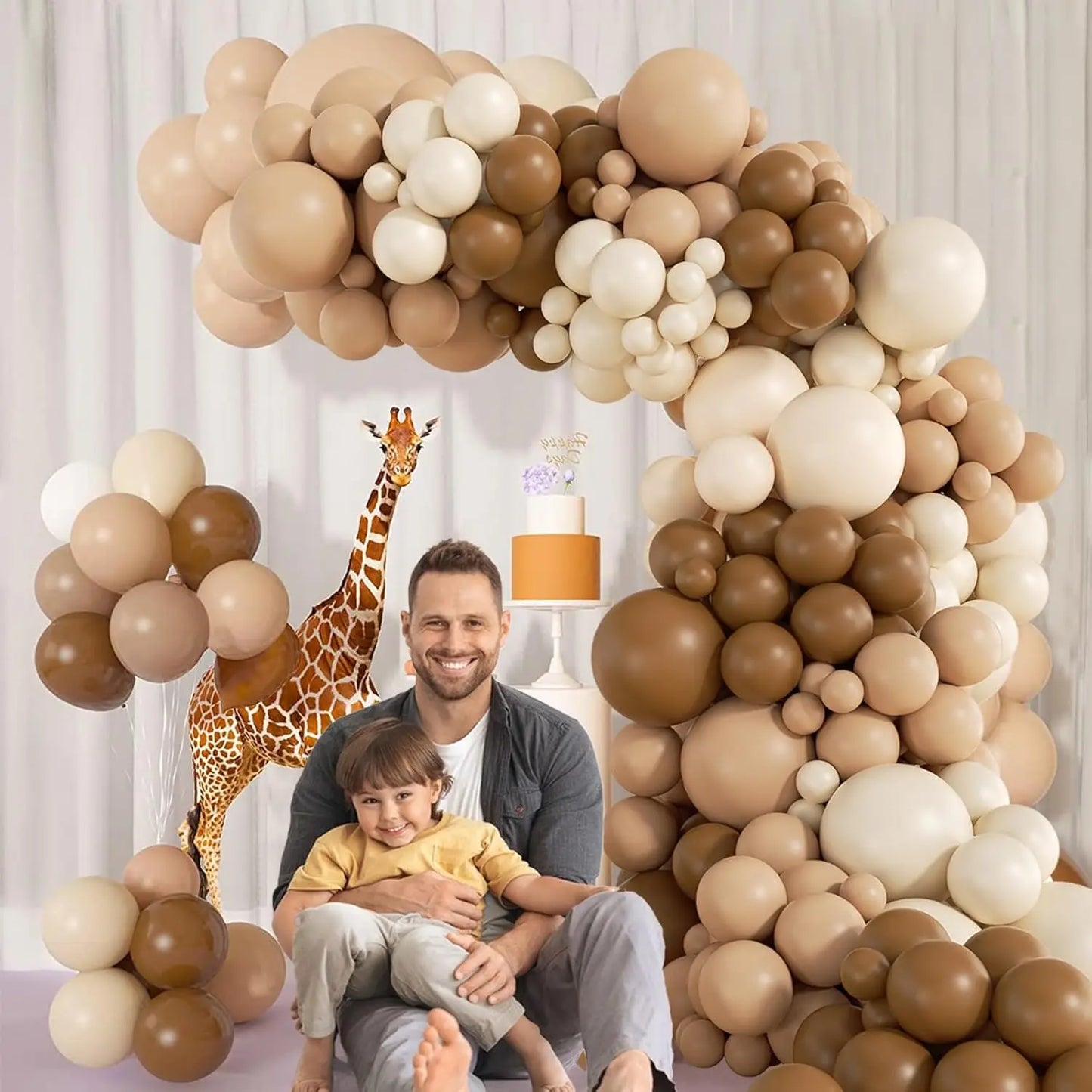 Kit Arche de Ballons Beige & Marron – Décoration Baby Shower, Anniversaire, Baptême