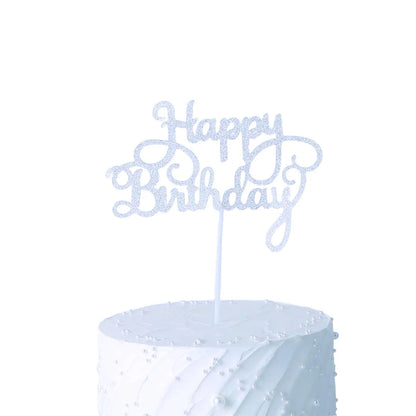 Cake Topper “Happy Birthday” Pailleté – Décoration de Gâteau d’Anniversaire