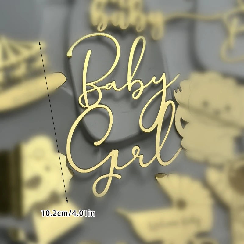 Cake Topper Acrylique Baby Shower – Décoration de Gâteau Naissance, Gender Reveal & Baptême