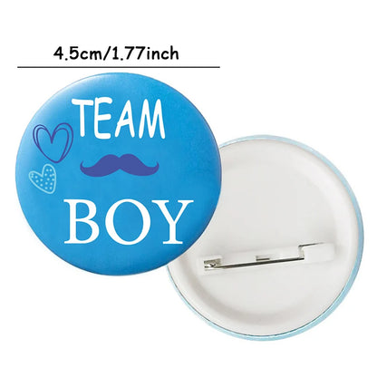 Lot de 10 Badges Team Boy & Team Girl – Accessoires Gender Reveal & Baby Shower