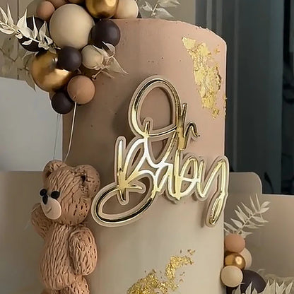 Cake Topper Acrylique Baby Shower – Décoration de Gâteau Naissance, Gender Reveal & Baptême