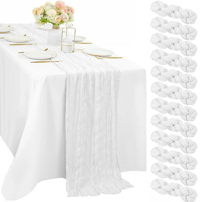Chemin de Table en Gaze Style Champêtre – Décoration Mariage, Baptême & Anniversaire